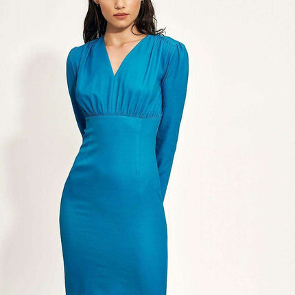 Elegant Aura Evening Midi Cocktail Dress For Chic Night Out
