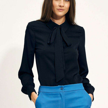 Chic Bow Embellished Blouse For Professional Elegance