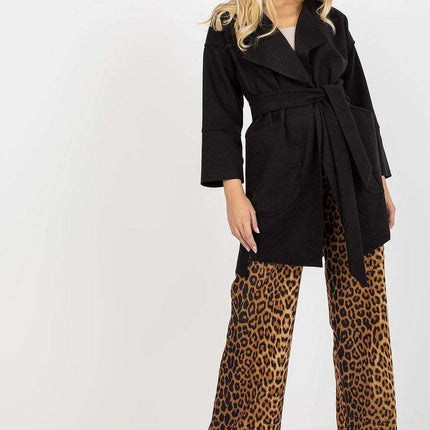 Stylish Women's Tie-Waist Polyester Overcoat