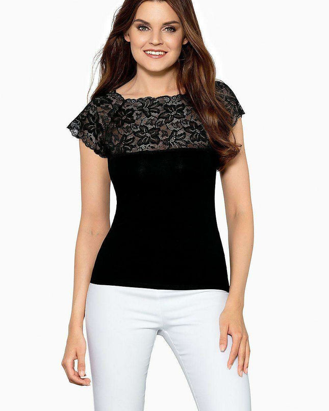 Elegant Lace-Trimmed Viscose Blouse with Size Variety