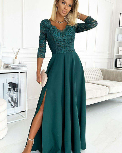 Chic Black Lace Evening Gown by Numoco