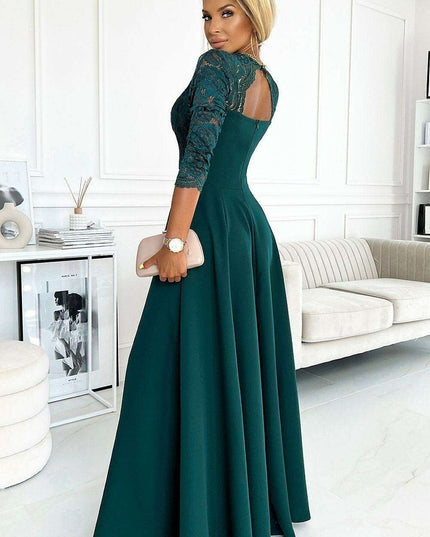 Chic Black Lace Evening Gown by Numoco