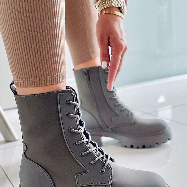 Stylish Comfort Lace-Up Heel Boots 171641