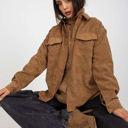 Corduroy Stretch Long Sleeve Button-Down Shirt for Stylish Comfort