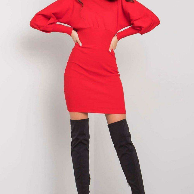 Elegant Ribbed Midi Dress With Chic Puff Sleeves For Events