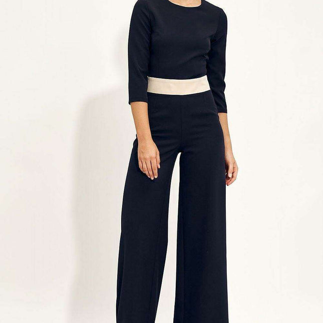Elegant Flared Leg Jumpsuit With Waist Detail For Women