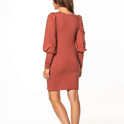 Chic Boat Neck Knit Mini Dress with Flared Sleeves