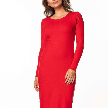 Casual Cotton Knit Boatneck Dress