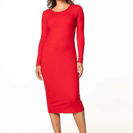 Casual Cotton Knit Boatneck Dress