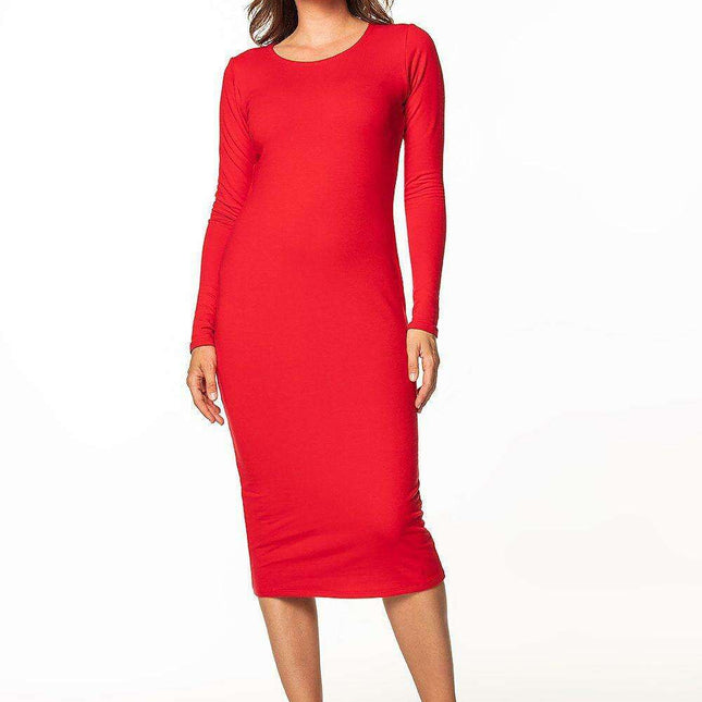 Casual Cotton Knit Boatneck Dress