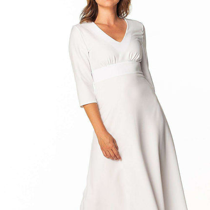 Elegant Maxi Dress with 3/4 Sleeves and Covered Zipper