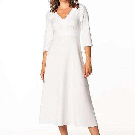 Elegant Maxi Dress with 3/4 Sleeves and Covered Zipper