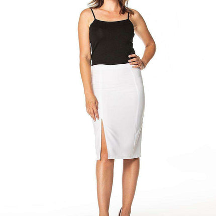 Sophisticated Side Slit Midi Pencil Skirt with Discreet Zipper Closure