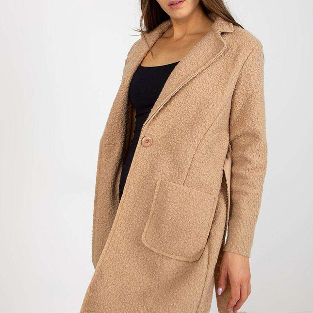Chic Women's Coat with Tie Belt and Elegant Details