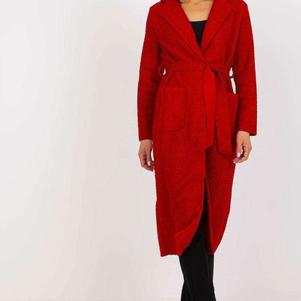 Chic Women's Coat with Tie Belt and Elegant Details
