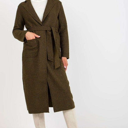 Chic Women's Coat with Tie Belt and Elegant Details