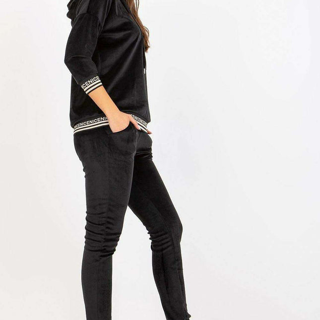 Luxurious Velour Hooded Lounge Set with Fashionable Detailing