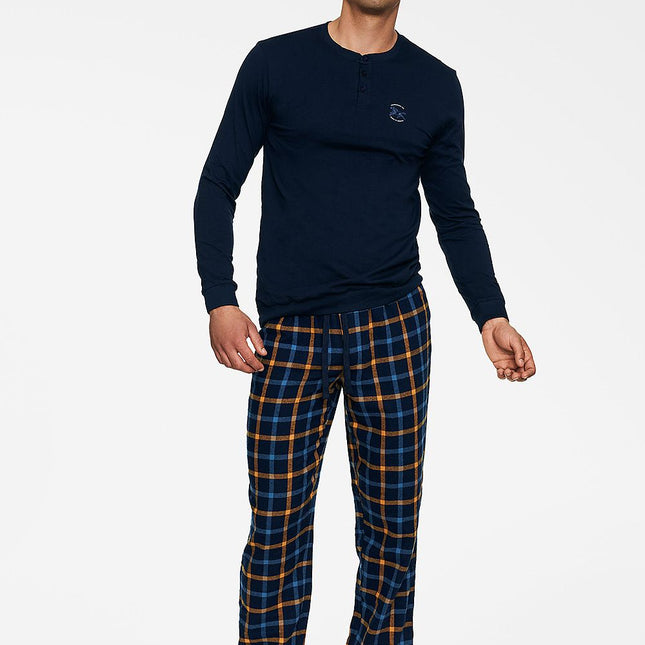 Henderson Trade Mens Cotton Checkered Pajama Set Long Sleeve Shirt - Très Elite