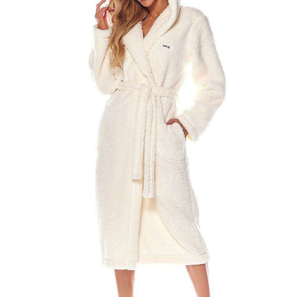 Plush Knit Hooded Long Bathrobe for Women - Ultimate Comfort and Elegance