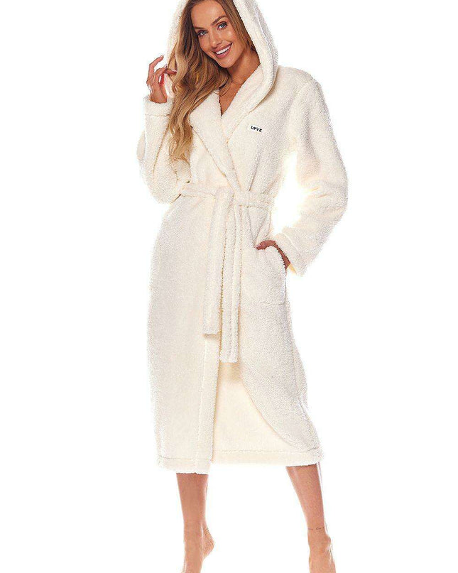 Plush Knit Hooded Long Bathrobe for Women - Ultimate Comfort and Elegance