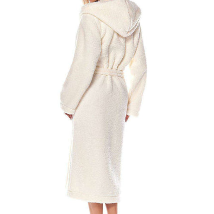 Plush Knit Hooded Long Bathrobe for Women - Ultimate Comfort and Elegance