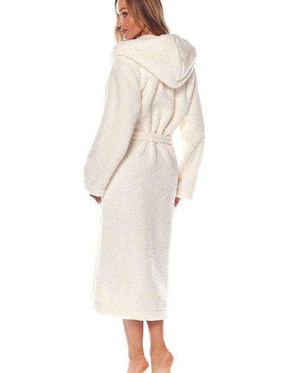 Plush Knit Hooded Long Bathrobe for Women - Ultimate Comfort and Elegance