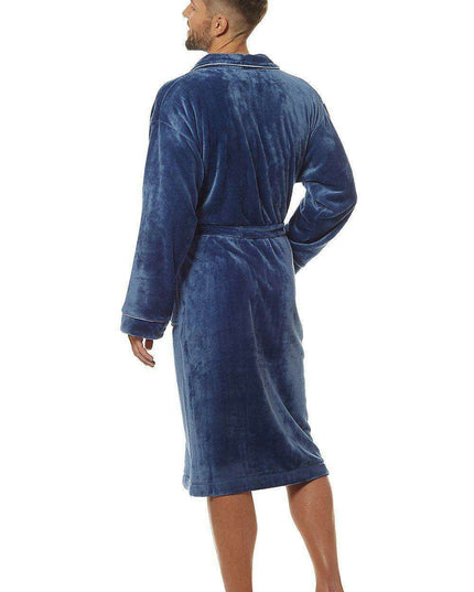 Chic Men's Knit Bathrobe with Stylish Chest Detail and Practical Pockets