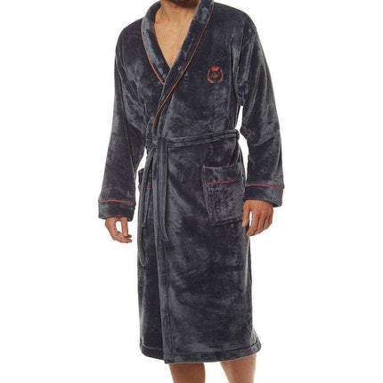 Sophisticated Knit Men's Lounge Robe with Functional Pockets