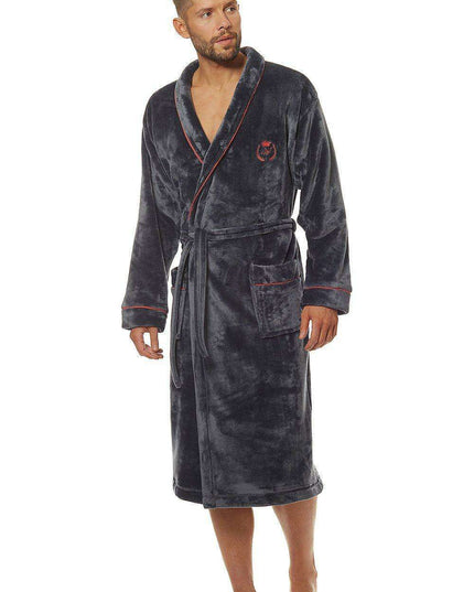 Sophisticated Knit Men's Lounge Robe with Functional Pockets