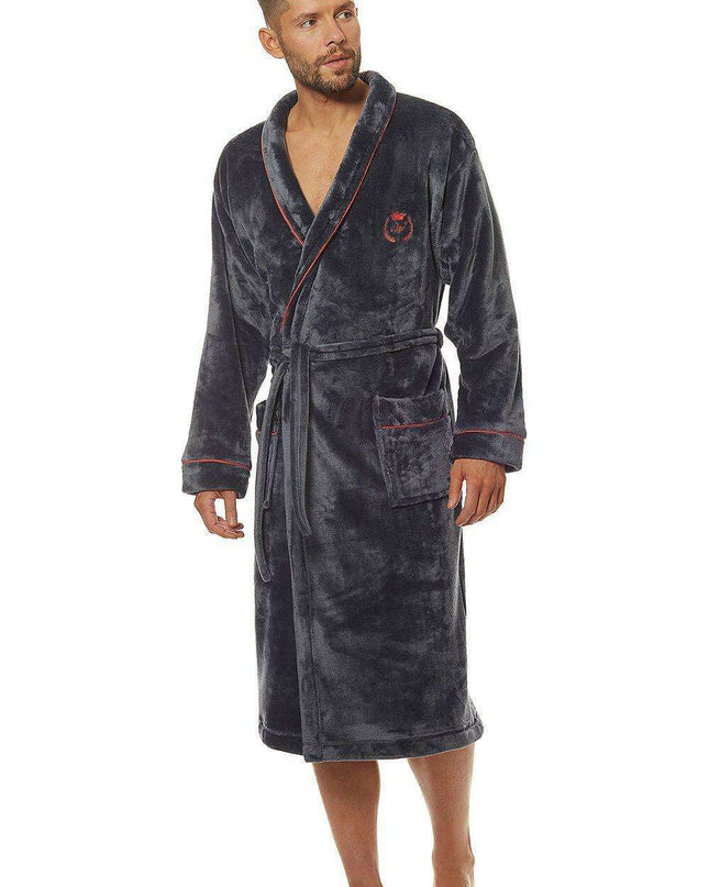 Sophisticated Knit Men's Lounge Robe with Functional Pockets