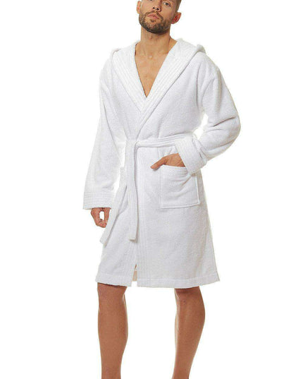 Men's Deluxe Hooded Cotton Robe with Practical Pockets