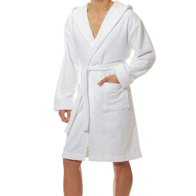 Men's Deluxe Hooded Cotton Robe with Practical Pockets