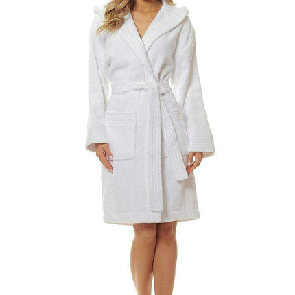 Luxurious Women's Hooded Cotton Bathrobe - L&L Collection