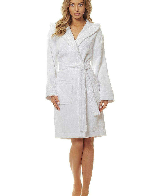 Luxurious Women's Hooded Cotton Bathrobe - L&L Collection