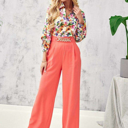 Chic Chain-Embellished Wide Leg Trousers for Women by Roco Fashion