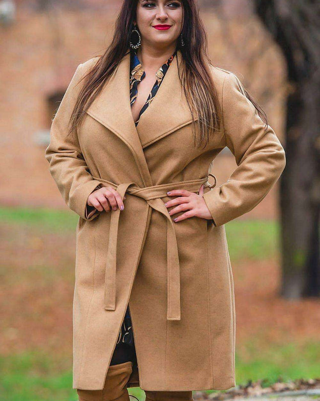 Klara Plus Size Chic Wool Blend Overcoat