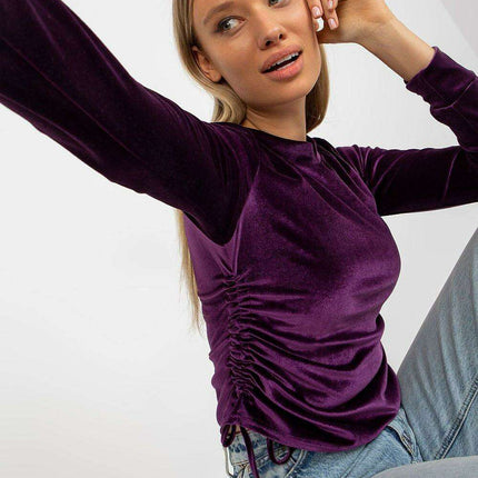 Chic Customizable Velour Blouse - Soft Cotton Fusion