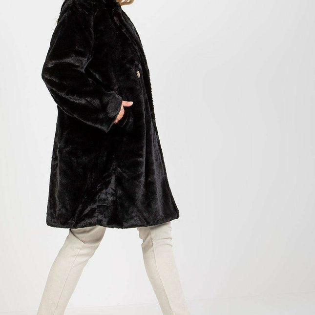 Luxurious Fur Button-Up Coat with Practical Pockets