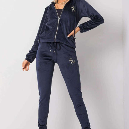 Chic Velour Lounge Set with Zippered Hoodie and Coordinating Trousers