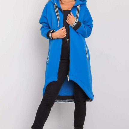 Chic Dark Blue Women's Zip-Up Hoodie with Convenient Pockets
