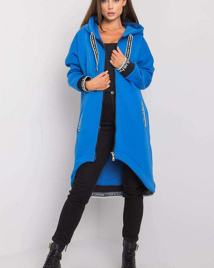 Chic Dark Blue Women's Zip-Up Hoodie with Convenient Pockets
