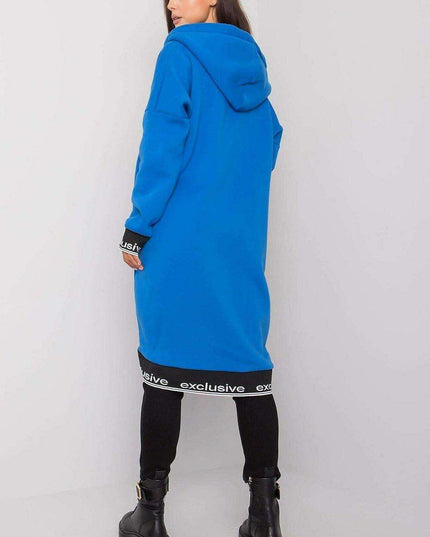 Chic Dark Blue Women's Zip-Up Hoodie with Convenient Pockets