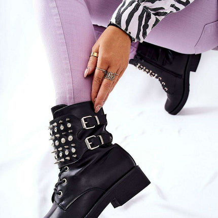 Chic Eco-Friendly Leather Ankle Boots with Zipper and Sparkling Details