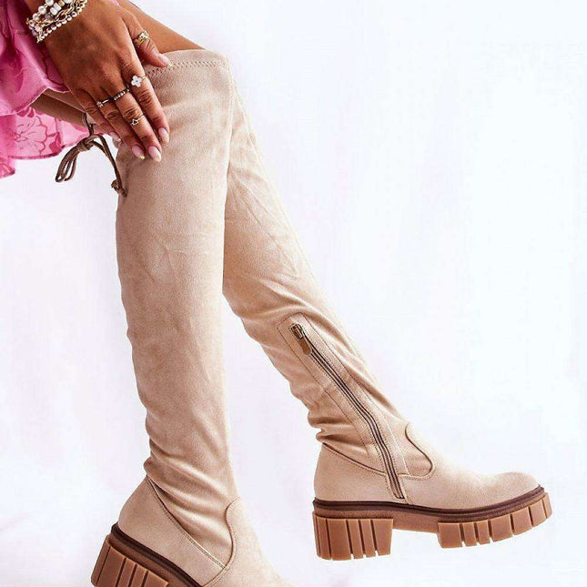 Elegant Eco-Suede Over-the-Knee Boots Model 173777
