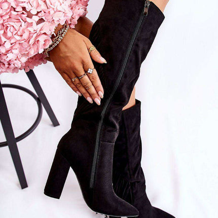 Chic Eco-Suede Heel Boots with Tassels - Model 173619
