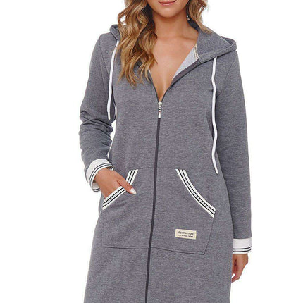 Opulent Women's Hooded Zip-Up Bathrobe for Ultimate Comfort