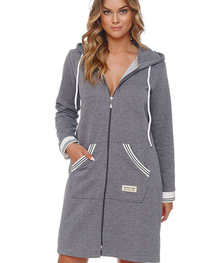 Opulent Women's Hooded Zip-Up Bathrobe for Ultimate Comfort