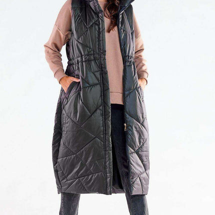 Streamlined Zippered Vest with Oversized Silhouette