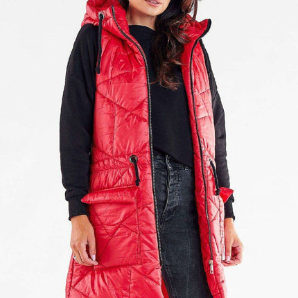 Fall Wardrobe Essential: Quilted Shimmer Hooded Vest with Adjustable Waist - Stylish Layer
