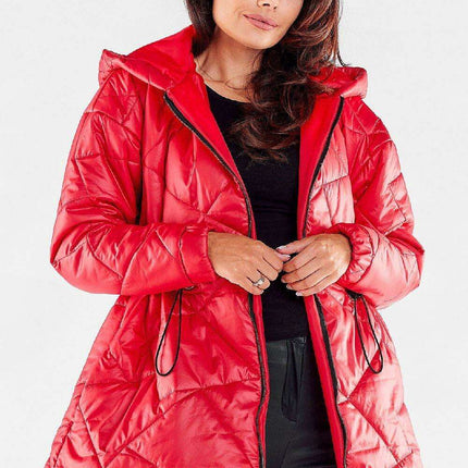 Quilted Hooded Windbreaker Jacket with Adjustable Waist - Fully Lined & Versatile